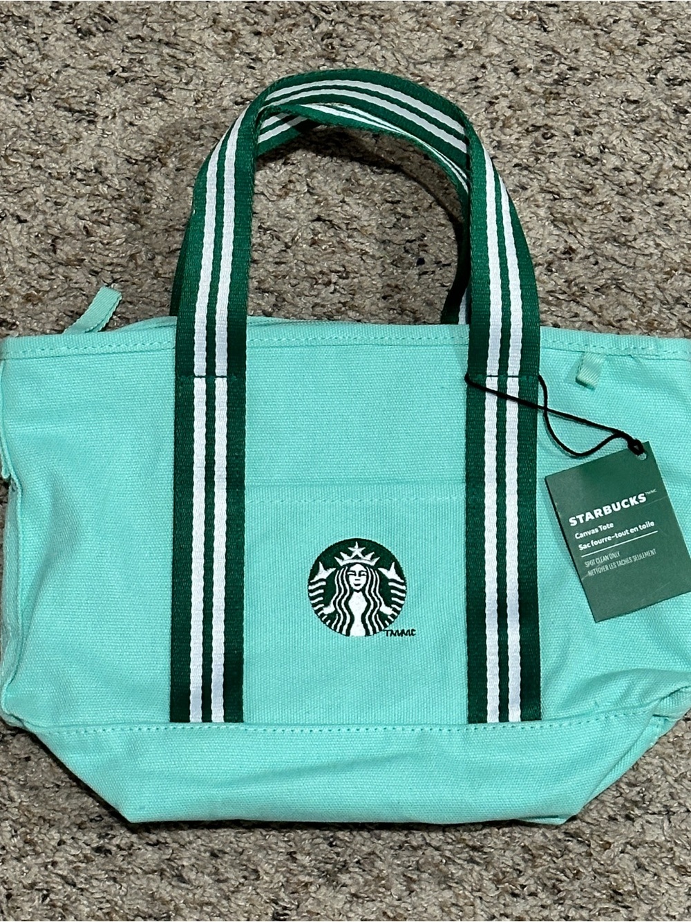 Starbucks Mint Green Canvas Tote - 2026 Road Trip Collection